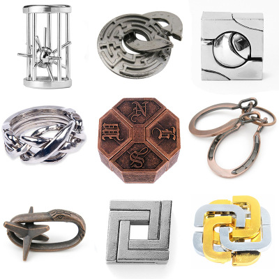 Moxu Zinc Alloy Unlock Ring Nostalgic Magic Alloy Educational Toy Chinese String Puzzle Intellectual Looping-off Buckle