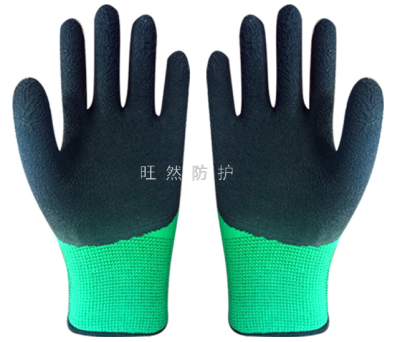 Latex Foam Green Yarn Black Gloves Wear-Resistant Rubber Gloves Durable Non-Slip Rubber Dipping Breathable
