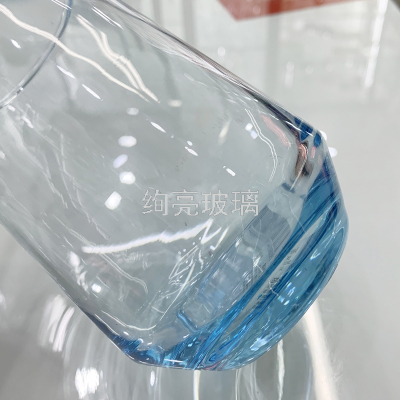 Creative Blue Glass Cup Tea Cup Colorful Egg Cup Household round Water Cup Juice Cup Beverage Cup
