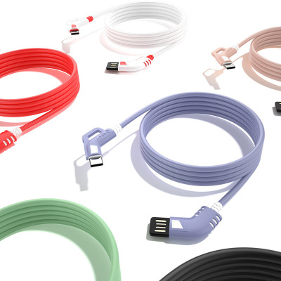 Color Liquid Silicone Elbow Data Cable for Android Apple Type-c Colorful Fast Charge Data Cable Wholesale