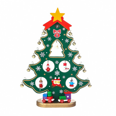 New Flashing Light DIY Christmas Tree Led Wooden Christmas Tree Ornaments Wooden Ornaments Crafts