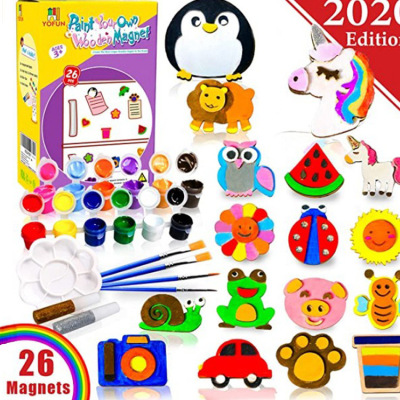 DIY Painting Kit Wooden Magnetic Disk Children's Creative Painted Magnetic Blackboard Stickers Creative Handmade Gift