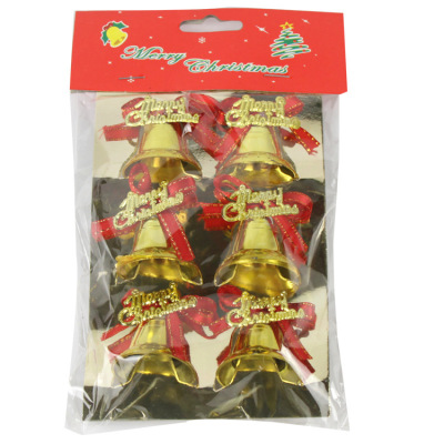 Christmas Decorations Christmas Tree Pendant Ornament Bell 6 PCs Christmas Tree Pendant Golden Red Ribbon Bell