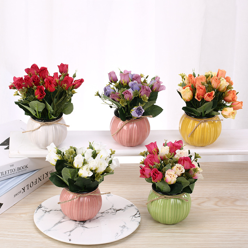 创意新款仿真花小盆栽定制迷你绿植家居装饰假花盆景礼品厂家直销