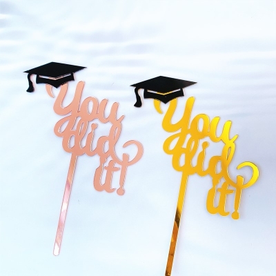 New Cross-Border Graduation Season Cake Decorative Insertion Trencher Cap Acrylic Graduation Party Birthday Cake Decoration