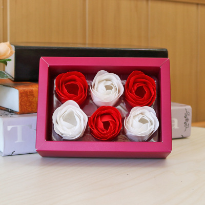 Factory Wholesale Valentine's Day Gift Creative Activity Practical Small Gift Soap Flower PVC Cover 6 Roses Gift Box