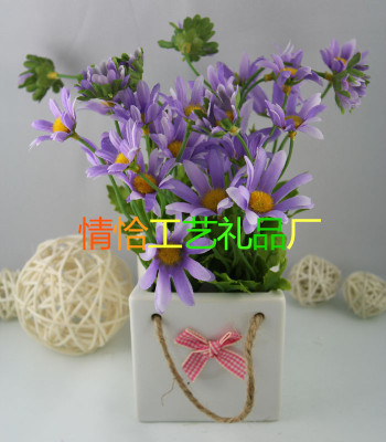 New Dutch Chrysanthemum Artificial Flower Home Desktop Decoration Creative Fake Flower Small Potted Crafts Factory Wholesale