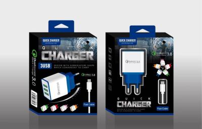 Quick Charger Set 3usb Output European Standard 2-in-1 Package