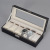 6-Bit Hot Watch Box Currently Available Window Decoration Box Factory Direct Sales Cover Transparent Glass Black Needle Pattern Leather Gift Box