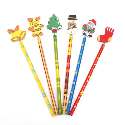 Factory Direct Sales Christmas Student Gift Stationery High Quality Cartoon HB Hard Black Pencil Creative Wooden Christmas Pencil