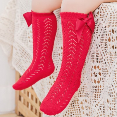 Factory Direct Sales Spanish Moving Ring Hole Socks Children Loose Mouth Baby Baby Stockings Bow 6 Colors