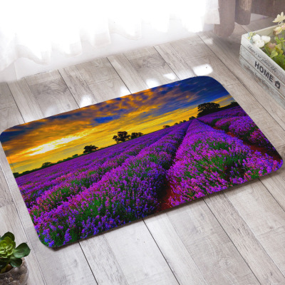 Kitchen Bathroom Absorbent Non-Slip Floor Mat Landscape Series Flannel Digital Printing Living Room Carpet Door Mat