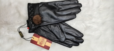 Hundred Tiger King Genuine Leather Winter Fleece Lined Padded Warm Keeping Touch Screen Riding Motorcycle Sheepskin Gloves.