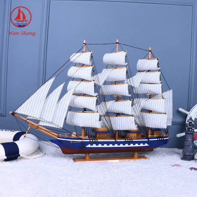 Wooden 80cm Sailboat Model Mediterranean Crafts Home Wooden Decoration Lucky Gift Wholesale