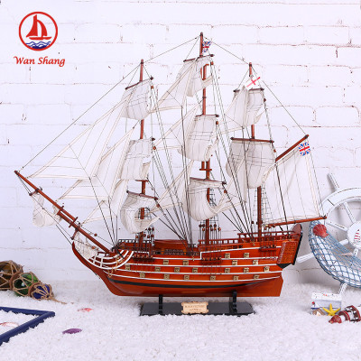 80cm HMS Victory Sailboat Model Crafts Mediterranean Style Handmade Lucky Decoration Ornaments Wholesale