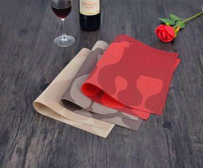 Factory Direct Sales New Jacquard Placemat Multi-Color Wine Glass Environmental Protection Placemat PVC Insulation Mat