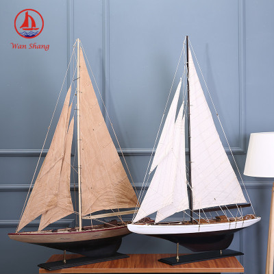 100cm Sloop American Boat Gift Office Living Room Log Handicraft Simulation Decoration Wholesale