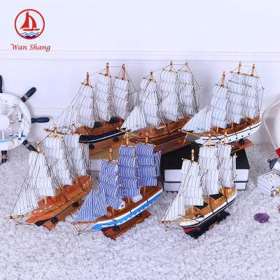 33cm Handmade Boat a Variety of Small Simulation Ship Model Solid Wood Sailing Boat Crafts Decoration Desk Ornaments Wholesale