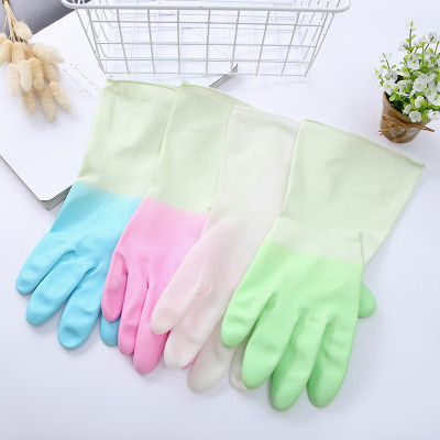 New Home Laundry Solid Color Gloves Plastic Gloves Household Daily Kitchen Dishwashing Cleaning Rubber Gloves Wholesale