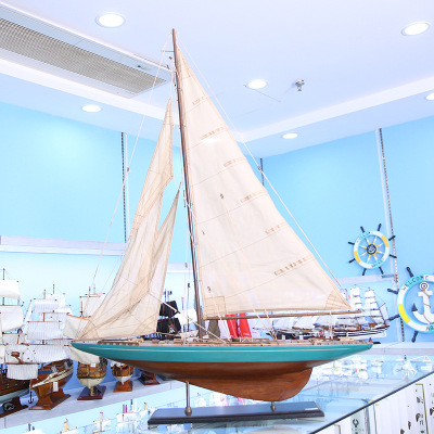 American-Style Single-Mast Sailing Log Handicraft Simulation Ocean Theme Hotel Living Room Decoration Ship Model Decoration Wholesale