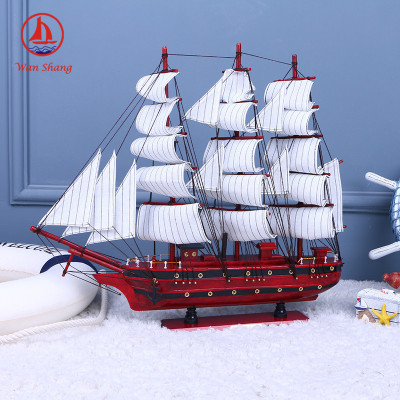 Creative New Sailing Model Decoration Mediterranean Style Solid Wood Handmade Crafts Decoration Factory Wholesale