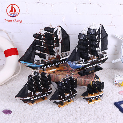33cm Sailing Boat Black Pirate Ship Model Office Decorations Decoration Handmade Wooden Gift Customization Wholesale