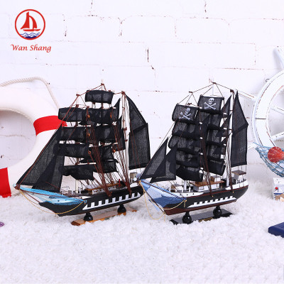 Sailboat Black Pirate Ship Model Office Decorations Handmade Wood 16cm Sailboat Gift Decoration Custom Wholesale