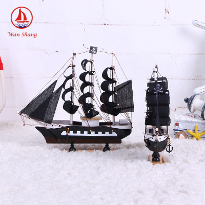 20cm Sailboat Black Pirate Ship Model Office Decorations Handmade Sailboat Wooden Gift Decoration Custom Wholesale