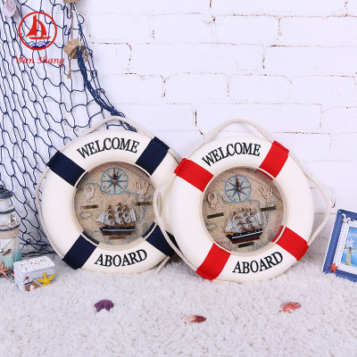 Life Buoy Decorations Wall Hanging Mediterranean Style Pieces 45cm Swimming Ring Office Living Room Wall Crafts