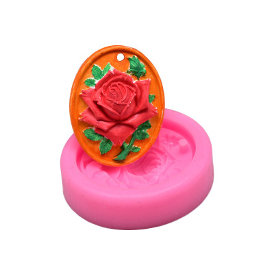 DIY Baking Mold Hanging Hole Rose Tag Car Aromatherapy Model Ultra-Light Clay Gum Paste Mold