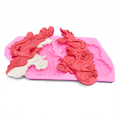 DIY Baking Tool Chinese Style Chinese Dragon and Phoenix Wedding Chinese New Year Decoration Liquid Silicone Chocolate Mold