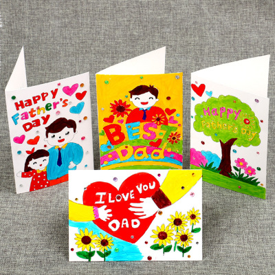 Father's Day Three-Dimensional Handmade Greeting Card Children's Kindergarten DIY Coloring Drawing Holiday Thanksgiving Blessing Thank-You Card