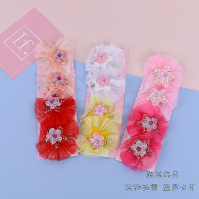 Children's Hair Ornament Princess Tiara Baby Head Flower Barrettes Little Girl's Hair Pin Side Clip Hair Accessories Snow Yarn Lace Barrettes