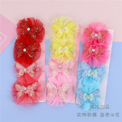 Cute Children's Hair Accessories Girl's Yarn Butterfly Barrettes Temperament Small Side Clip Hairpin