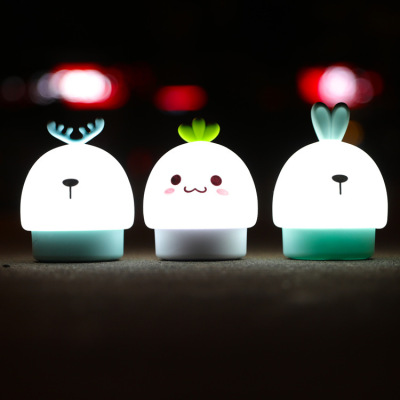 Silicone Night Lamp Bedroom Colorful Cute Rabbit Night Light Creative Decompression Bedroom Bedside Cute Grass Pinch Night Light
