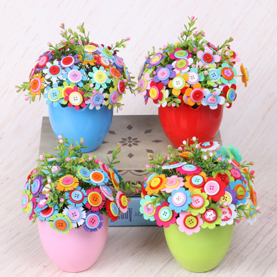 Button Bouquet DIY Children's Handmade Material Kit Kindergarten Educational Bridal Bouquet Toys Teacher's Day Gift