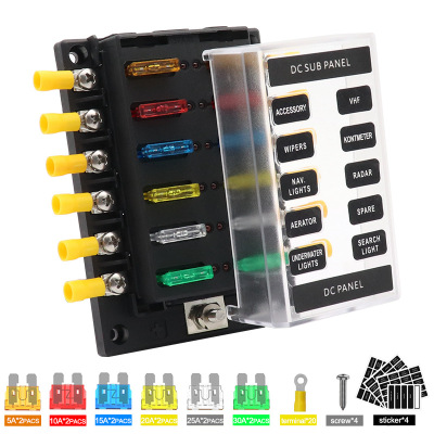 New Car Modified 12-Way Safety Box with LED Light Insert Low Voltage Fuse Holder Hot Sale One in More