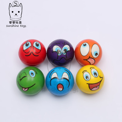 10cm Pu Ball Vent Sponge Ball Foaming Pressure Children Toy Ball Expression Wholesale Expression Emoji Smiley Face