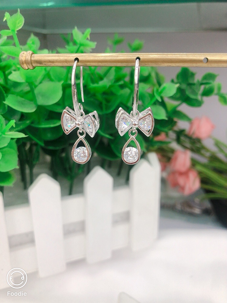 时尚耳环韩版潮流耳饰领结耳钩锆石耳环