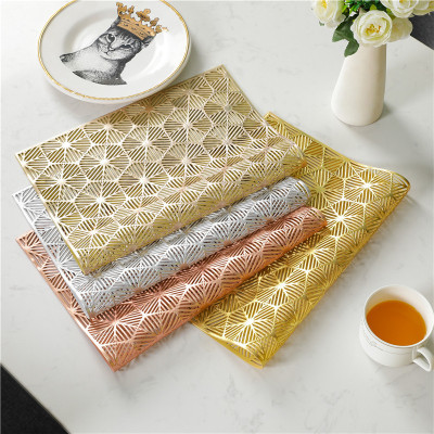 Oak Village New Fashion Bronzing PVC Western Food Mat Cross-Border Taobao Hot Selling Household Tableware Mat Factory Wholesale Delivery