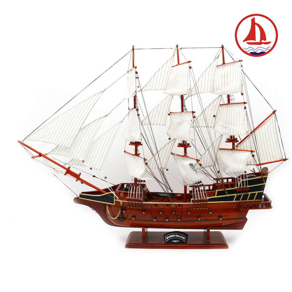 西班牙无敌战舰帆船模型木质手工帆船家居办公室工艺品摆件