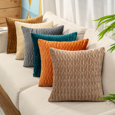 M001 Plain Velvet Crimp Pillow Covers Couch Pillow Bedside Cushion Office Back Cushion Waist Pillow