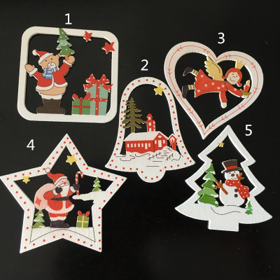 Factory Direct Sales Wooden Christmas Creative Cartoon Home Decorations Pendant Cross-Border E-Commerce Exclusive Currently Available
