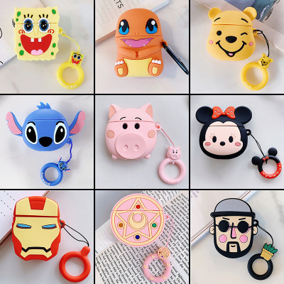 Cartoon Airpods2 Generation Protective Case Cute Cartoon Silicone Wireless Bluetooth Headset for Iphone 2 Generation.