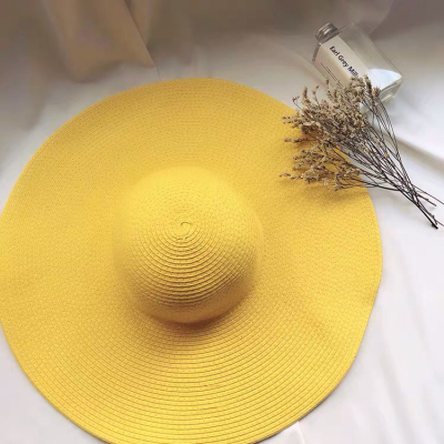 Broad-Brimmed Hat Super Large Brim Sun Hat Female Summer Beach Vacation Seaside Sun Protection Wide Brim Grass