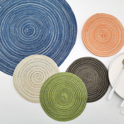 Nordic round Hand-Woven Cotton Yarn Placemat Woven Dining Table Cushion Household Supplies Non-Slip Insulation Mat