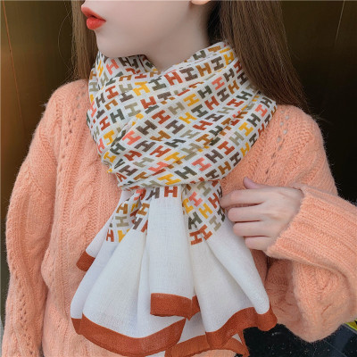 Women's Cotton and Linen Scarf Winter Korean Style Versatile Autumn and Winter Long Scarf Thin Spring and Autumn Scarf Fashionable Shawl