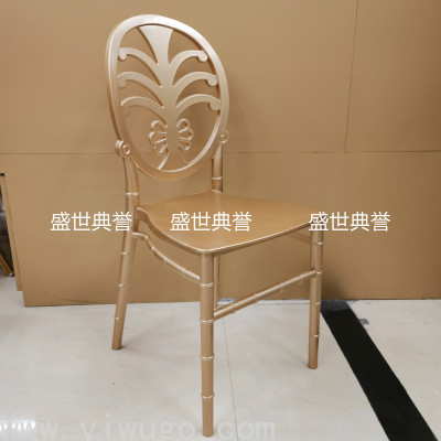 Wedding Golden Bamboo Chair Hotel Banquet Hall Wedding Banquet Dining Chair Pp Plastic Integrated Wedding Chair