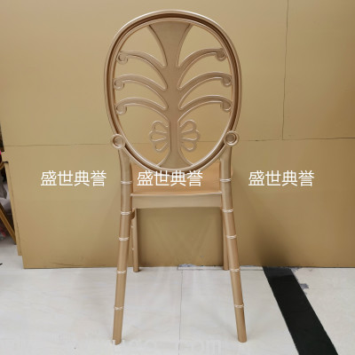 Ningbo Foreign Trade Outdoor Golden Folding Chair Restaurant Plastic Bamboo Chair Wedding Pp Integrated Banquet Chair