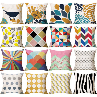 Cross-Border New Ins Nordic Classic Geometric Letter Pillowcase Car and Sofa Cushion Lumbar Pillow Linen Throw Pillowcase